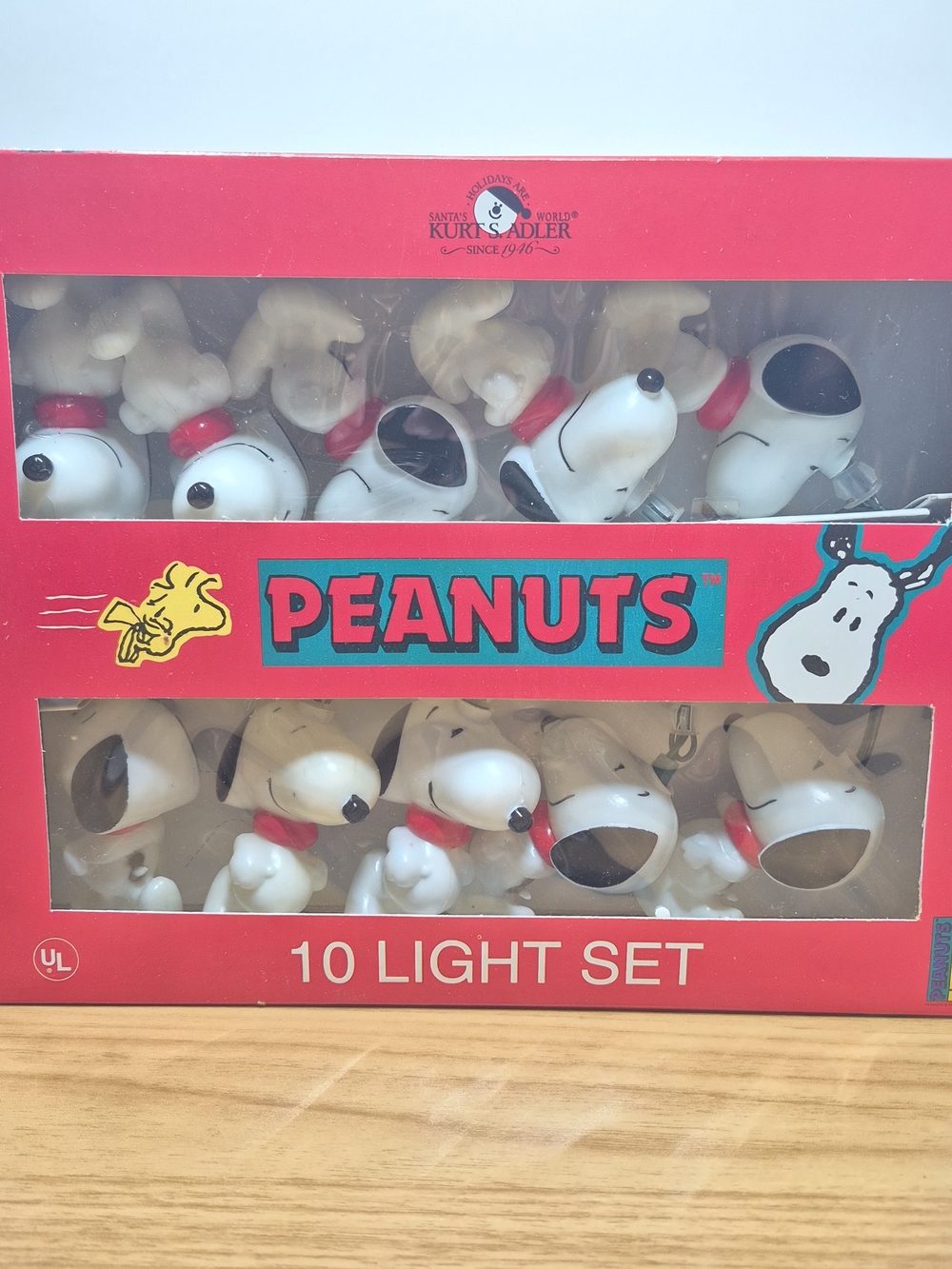 Vtg. Kurt S. Adler Peanuts Snoopy 10 Light Set Red & White